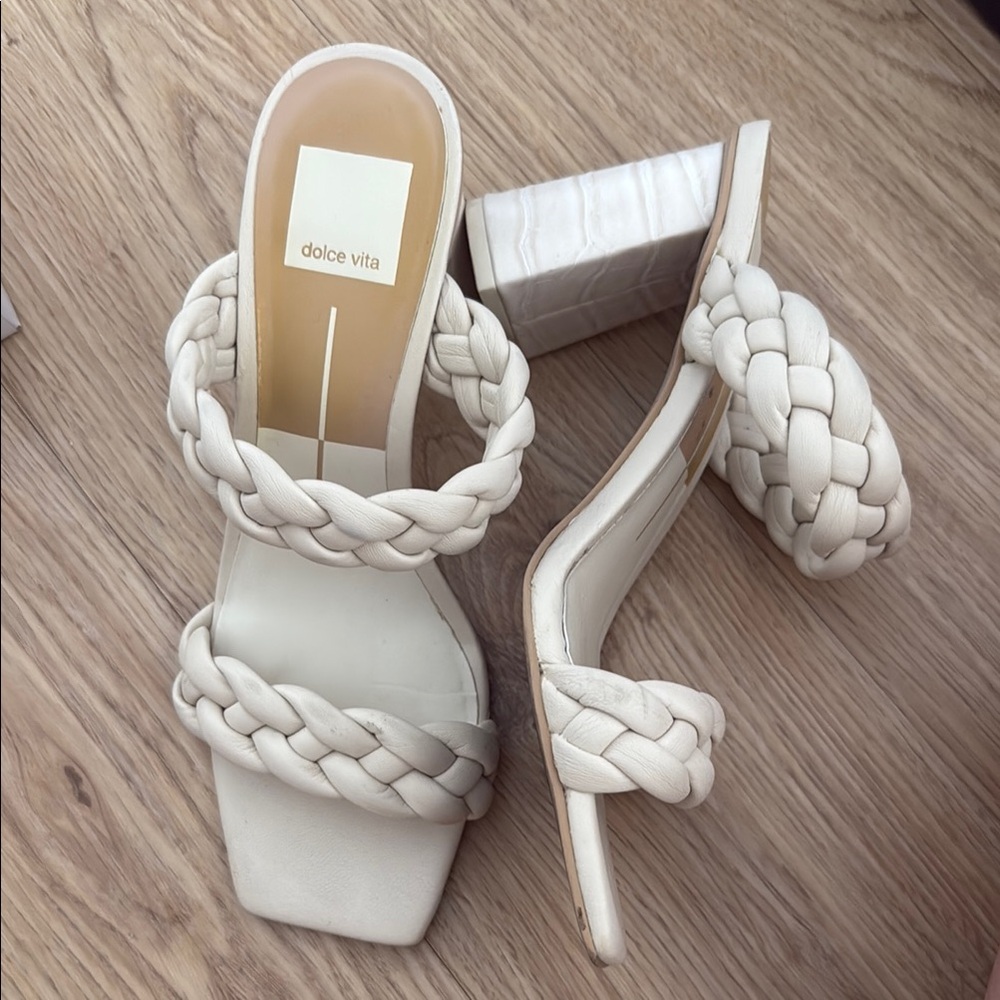 Dolce Vita Women's beige Braided Heeled Sandals